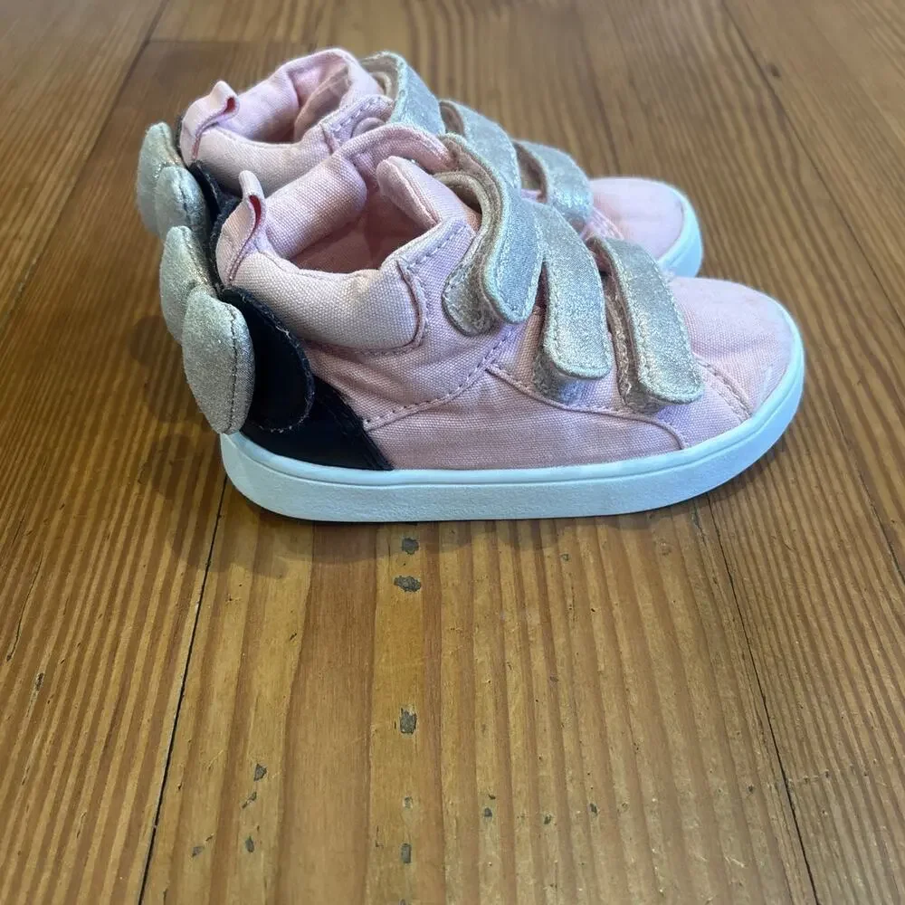 Gap Disney Minnie Mouse light pink ears bow velkro high top sneakers SIZE 7